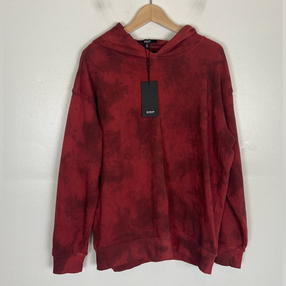 Hudson Tie Dye Women's Hoodie Sweater Size M Cabernet Fatigue Back Cut Out‎ NWT